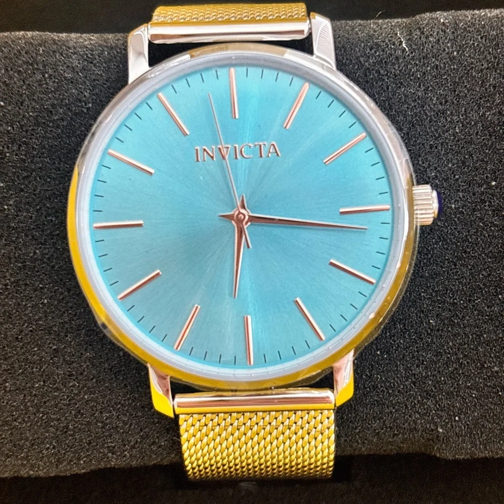 Invicta Ladies Silver Mesh Watch with Blue Dial
